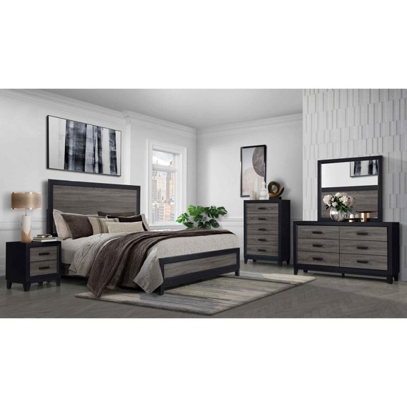 Global Furniture Lisbon Grey/Black King Bed Group