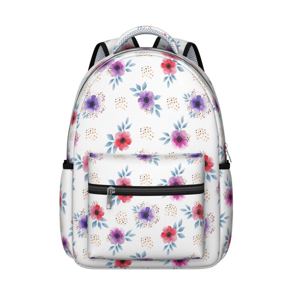 Pioneer Flower Floral Print Pattern Backpack for School, Cute School Bag with Adjustable Shoulder Straps and Padded Back, 15.3"x11"x7.1"