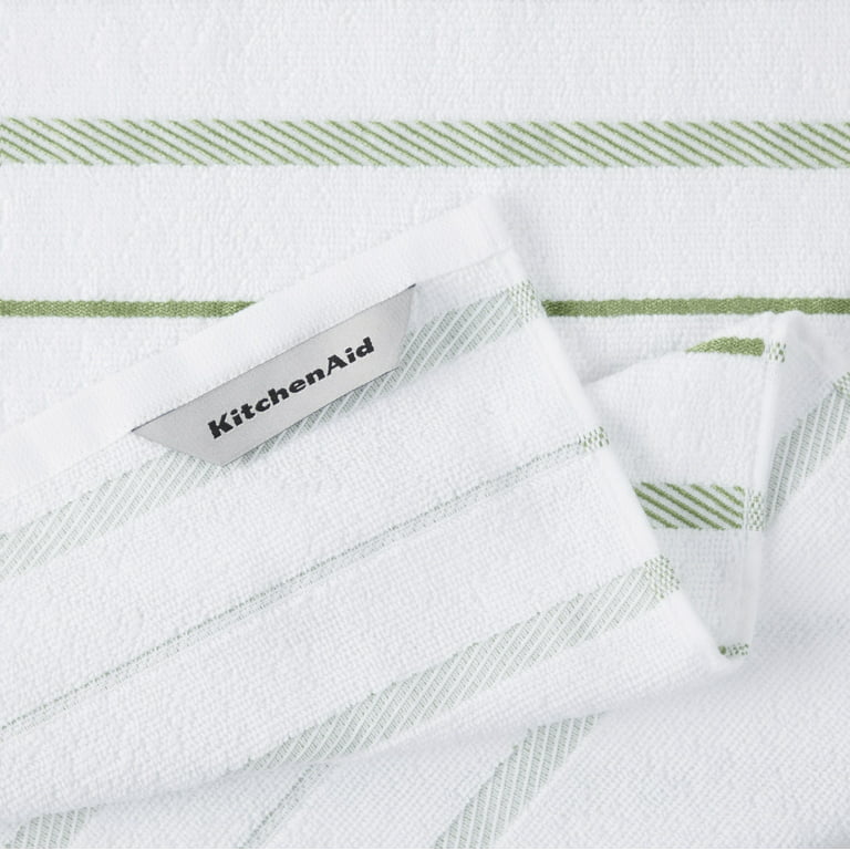 KitchenAid Albany Kitchen Towel Set, Matcha Green/White, 16x26, Set of 4  