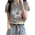 thumbnail image 2 of Rezuofi 2 Pcs Cowgirl Shirt Women Embroidery Western Outfits PU Leather Star Graphic Tees Short Sleeve Tops, 2 of 5