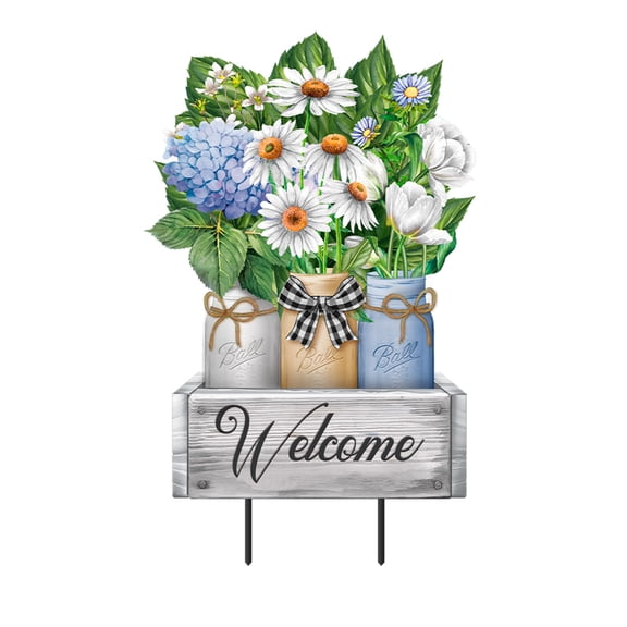 Briarwood Lane Spring Metal Art 28x14 Crated Mason Jars For Spring Metal Art