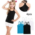 thumbnail image 2 of ZACPNCV 4 Pieces Girls Dance Tank Tops Racerback Camisole Undershirts Spaghetti Strap Camis Dance Clothes Tank Tops for Girls Black 8-9 Years, 2 of 7