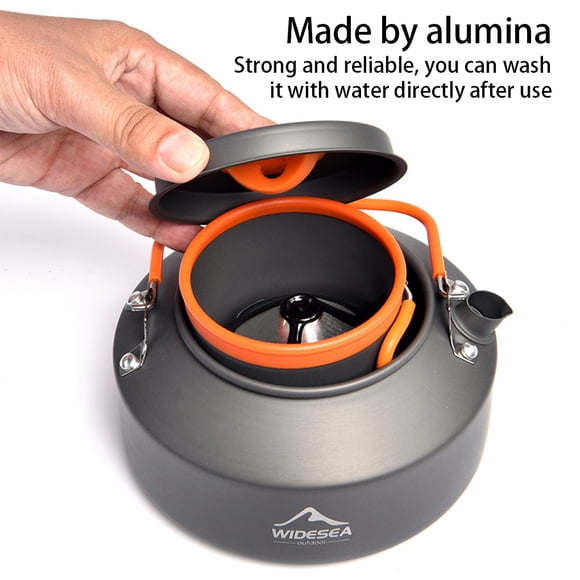 Widesea Bouilloire de Camping Randonnée Sac à Dos Vaisselle de Boisson Portable Tasse à Café Théière Réutilisable Lavable Vaisselle avec Filtre avec Porte-Filtre