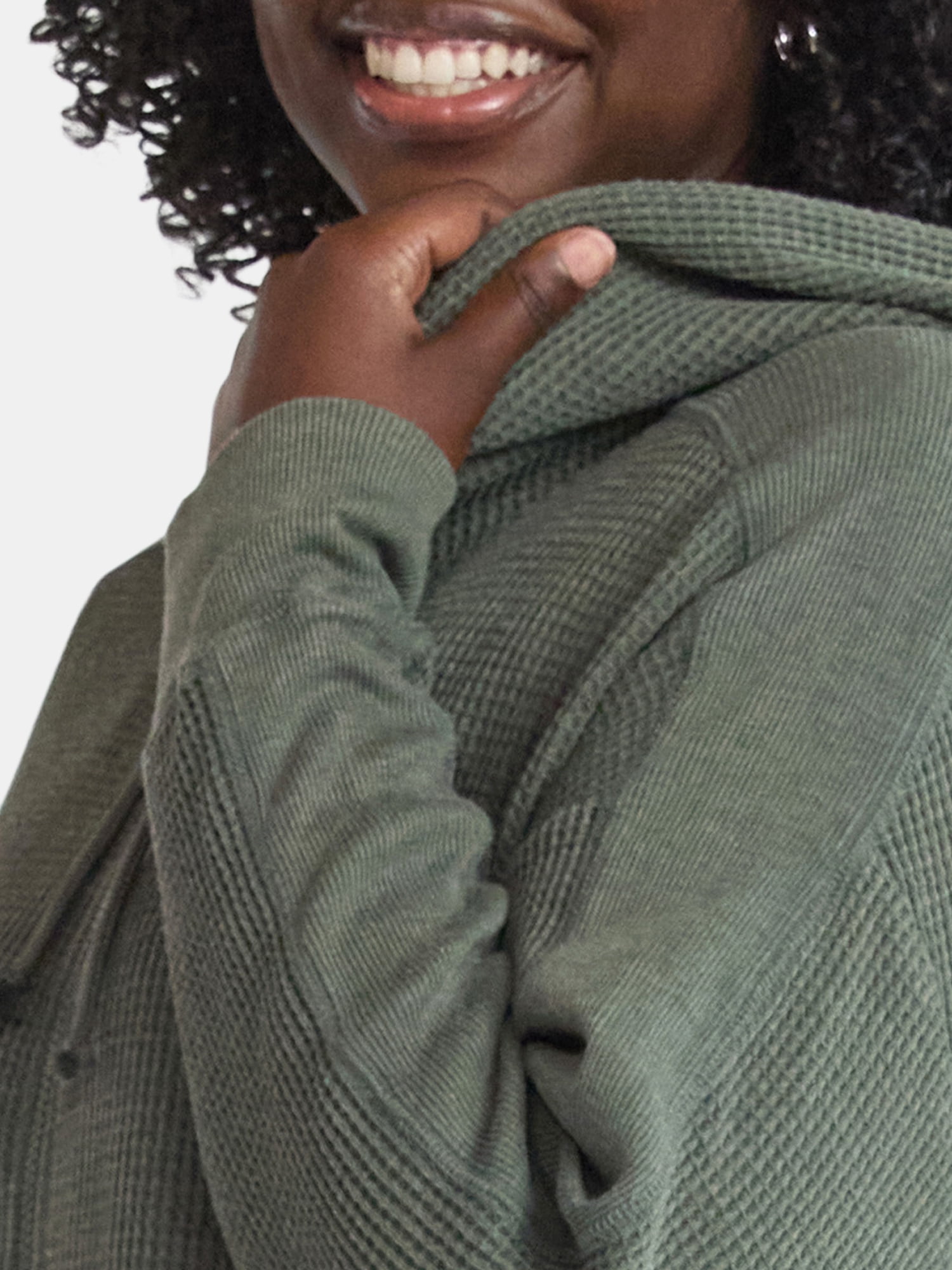 Terra & Sky Women's Plus Waffle Texture Zip Front Hoodie, Sizes 0X-4X