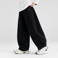 thumbnail image 2 of ZHANGDER Boys Sweatpants Teen Boys Baggy Barrel Pants Wide Leg Open Bottom Pants with Pockets Casual Streetwear, 2 of 6