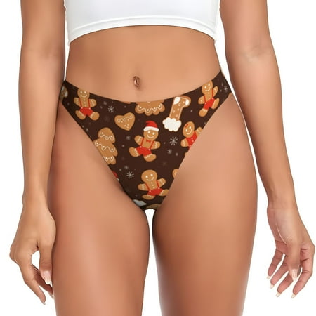 Naloa Christmas Gingerbread Cookies Seamless Women Underwear Thongs No Show Ladies Thong  Panties Undies for Women-X-Small