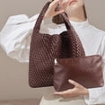 thumbnail image 1 of Bolso de hombro de cuero para mujer Bolso de mano trenzado informal Bolso versátil para otoño e invierno, 1 of 7
