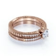 thumbnail image 3 of JeenMata Round Real Diamond - Vintage - Milgrain - Edwardian Wedding Ring Set - 10K Rose Gold, 3 of 6