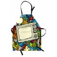 thumbnail image 1 of Hip Hop Apron, 90s Theme Retro Style Linear Drawn a Vintage Television and Speech Bubble, Unisex Kitchen Bib with Adjustable Neck for Cooking Gardening, Adult Size, Multicolor, by Ambesonne, 1 of 4
