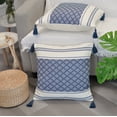thumbnail image 6 of Throw Pillow Covers With Boho Tassels Navy Blue & Off White 16x16 inch - Set of 2 / Decorative Living Room Cushion Covers / Farmhouse Designer Woven PillowCases/ Modern Accent Cushion Covers, 6 of 9