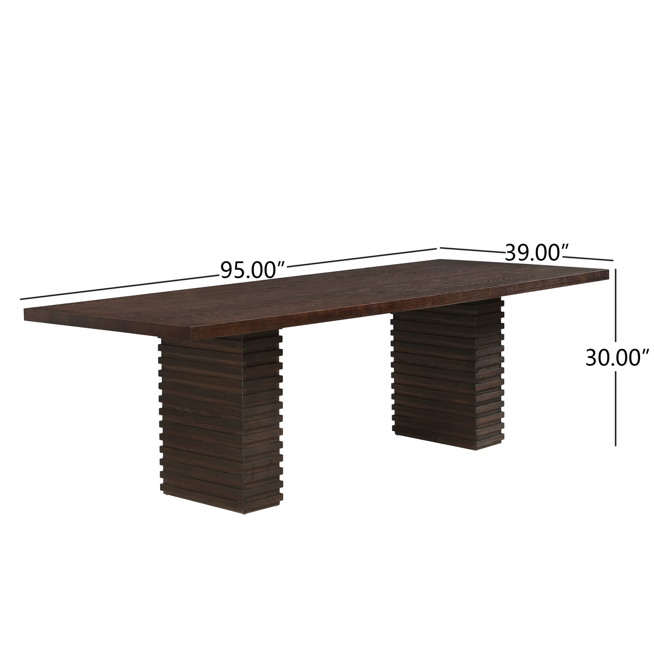 Christopher Knight Home 95" Modern Rectangular Dining Table for 8, Double Pedestal Base, Espresso