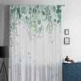 thumbnail image 5 of Teal Botanical Semi Sheer Curtains Drapes for Living Room, Bedroom, French Doors Window 84 Inches Long, Spring Weeping Eucalyptus Leaves Rod Pocket Chiffon Curtain Drapery Voile Draperies Panel, 5 of 6
