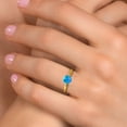 thumbnail image 4 of Gem Stone King 10K Two Tone Gold Simulated Blue Opal Solitaire Engagement Ring for Women | 0.30 Cttw | Round Cabochon 6MM | Gemstone October Birthstone | Size 5, 4 of 6