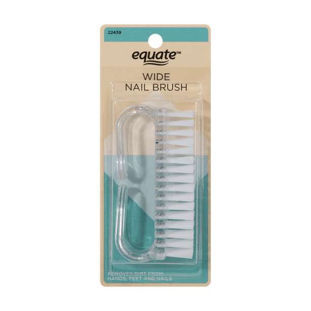 Equate Beauty Easy Grip Wide Handle Finger Nail Cleaning Brush, Clear