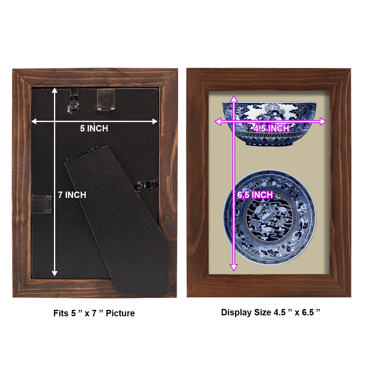 Porcelain in Blue and White I -Framed Print w/glass-Chestnut