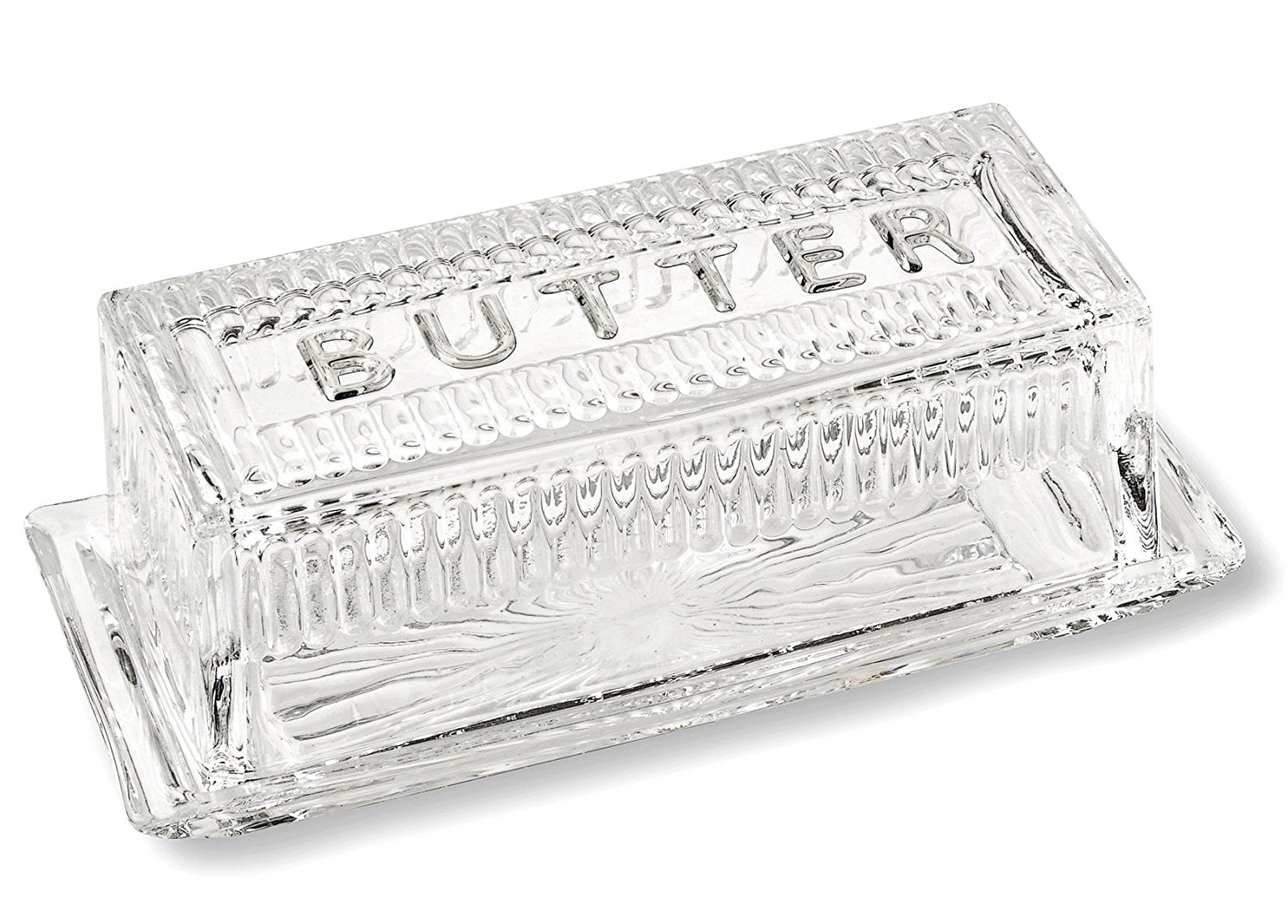 LeadFree Crystal Covered Modern French Butter Dish with Lid