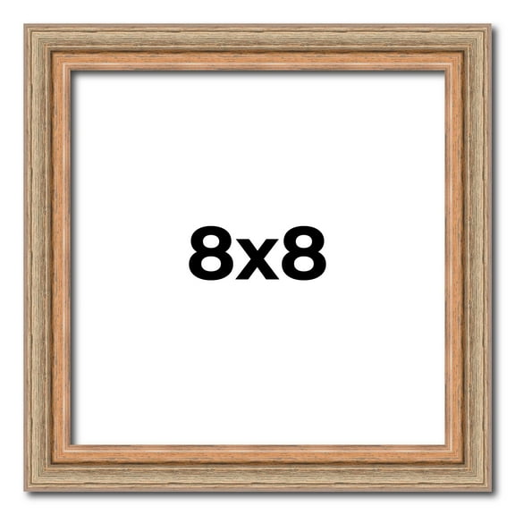 8x8 Frame Brown 60's Wooden Cabinet Solid Wood Picture Frame | 1 Inch Moulding Width | Complete