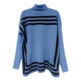 thumbnail image 5 of Chandail pour Femmes Automne/hiver Col Roulé Tricoté Manches Chauve-Souris Design Rayé, 5 of 5