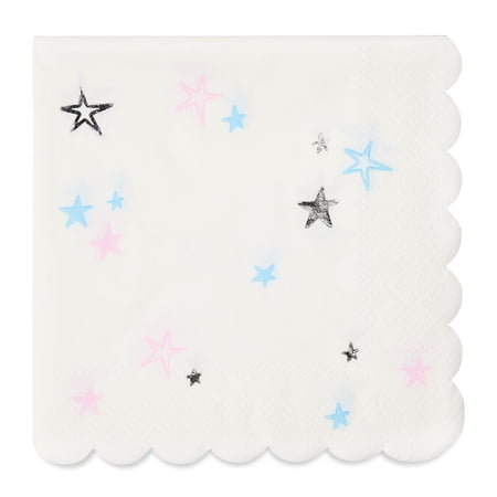 Blue and Pink Stars Disposable Paper Napkins, 16 Pieces, by Way To Celebrate