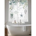 thumbnail image 5 of Jellyfish Starfish Shells Sheer Curtains 63 Inch Long 2 Panels, Green Leaf Summer Ocean Light Filtering Rod Pocket Curtains, Sheer Voile Drapes for Living Room Bedroom, 52"x63", 5 of 8