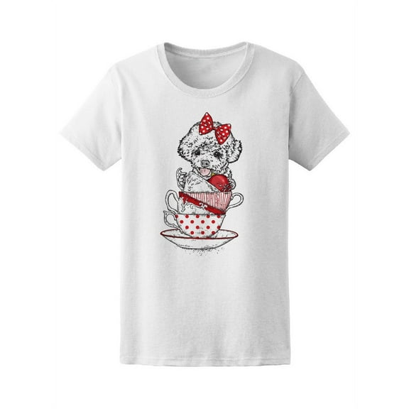 Funny Poodle In Tea Cups T-Shirt Women -Image by Shutterstock, Female Medium