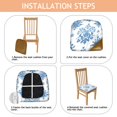thumbnail image 4 of Blue Pioneer Flower Seat Covers for Dining Room Chairs Set Of 4,Stretch Printed Washable Chair Seat Cover with Elastic Ties and Button,Removable Waterproof Couch Cushion Covers, 4 of 6