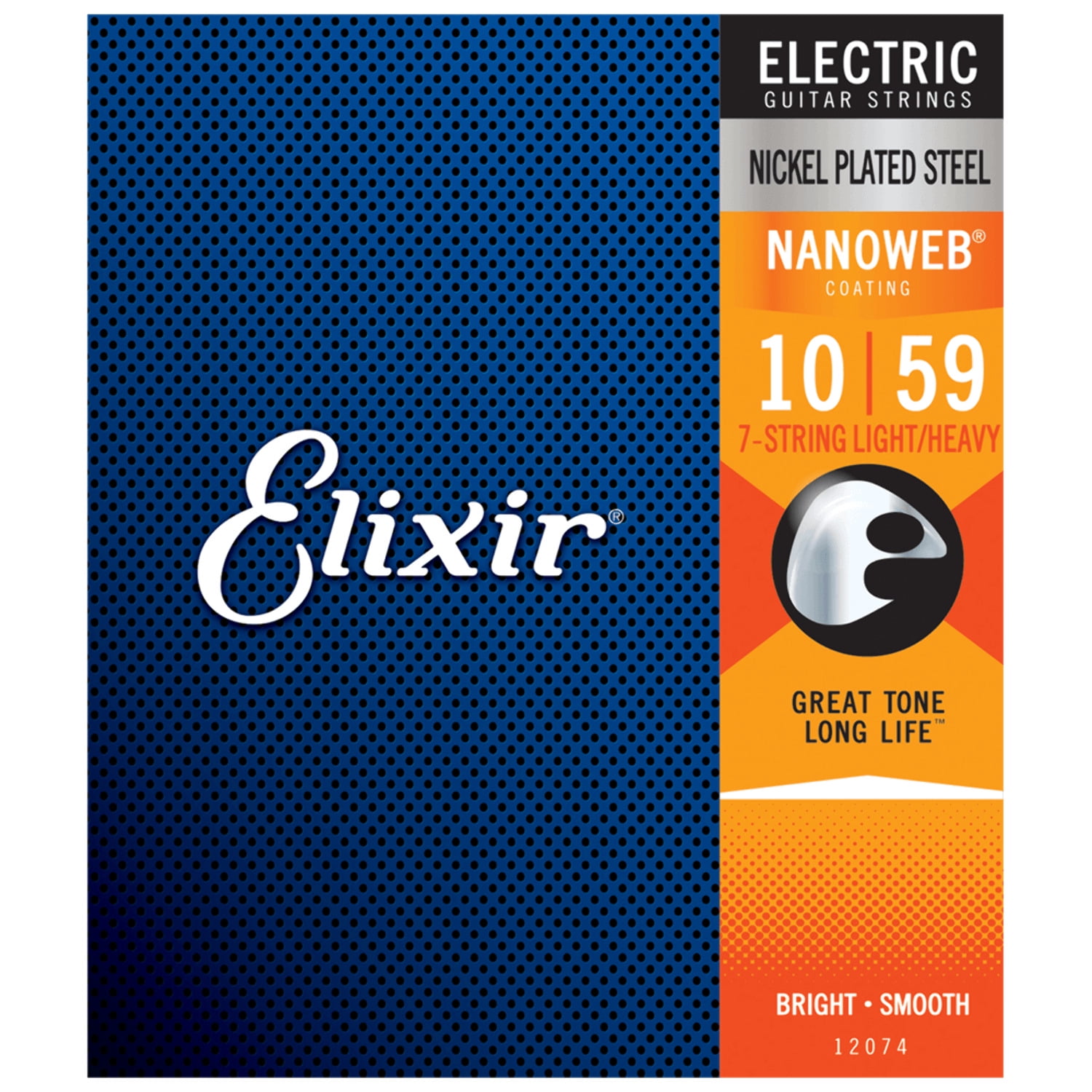 Elixir Strings, Electric Guitar Strings, Nickel Plated Steel with NANOWEB Coating, Longest-Lasting Bright Tone with Comfortable Feel, 7 String Light/Heavy 10-59