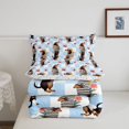 thumbnail image 5 of Manfei Retro Dachshund Queen Comforter Set, Standing Puppy Comforter Sets Queen, Blue, Stars Reversible, 3 Pieces, 1 Comforter and 2 Pillowcases, 5 of 7