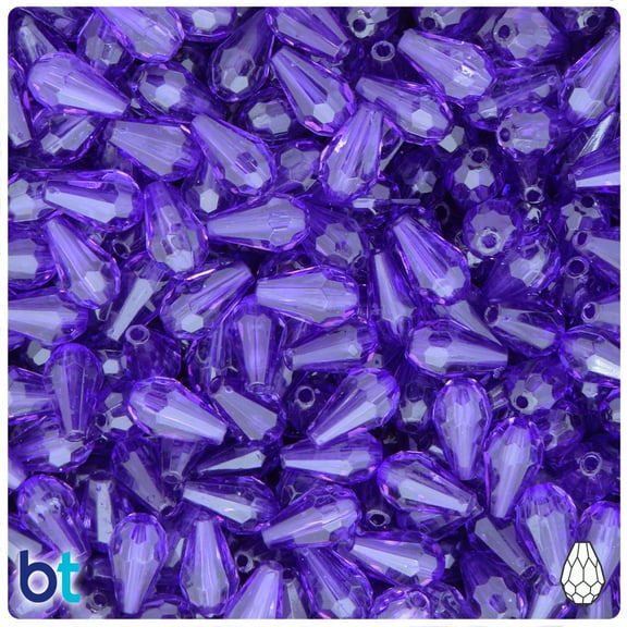 BeadTin Dark Purple Transparent 12mm Faceted Pear Acrylic Beads (150pcs)