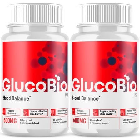 GlucoBio Blood Support Pills Advanced Formula Vitamin Supplement Gluco Bio 120 Capsules