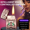 thumbnail image 2 of Rose Gold Intelligent Voice Control Electronic Lighter Usb Rechargeable Metal Windproof Lighter With Multiple Ignition Modes For Outdoor Indoor Use Kitchen Bbq Camping Gift For Men, 2 of 5