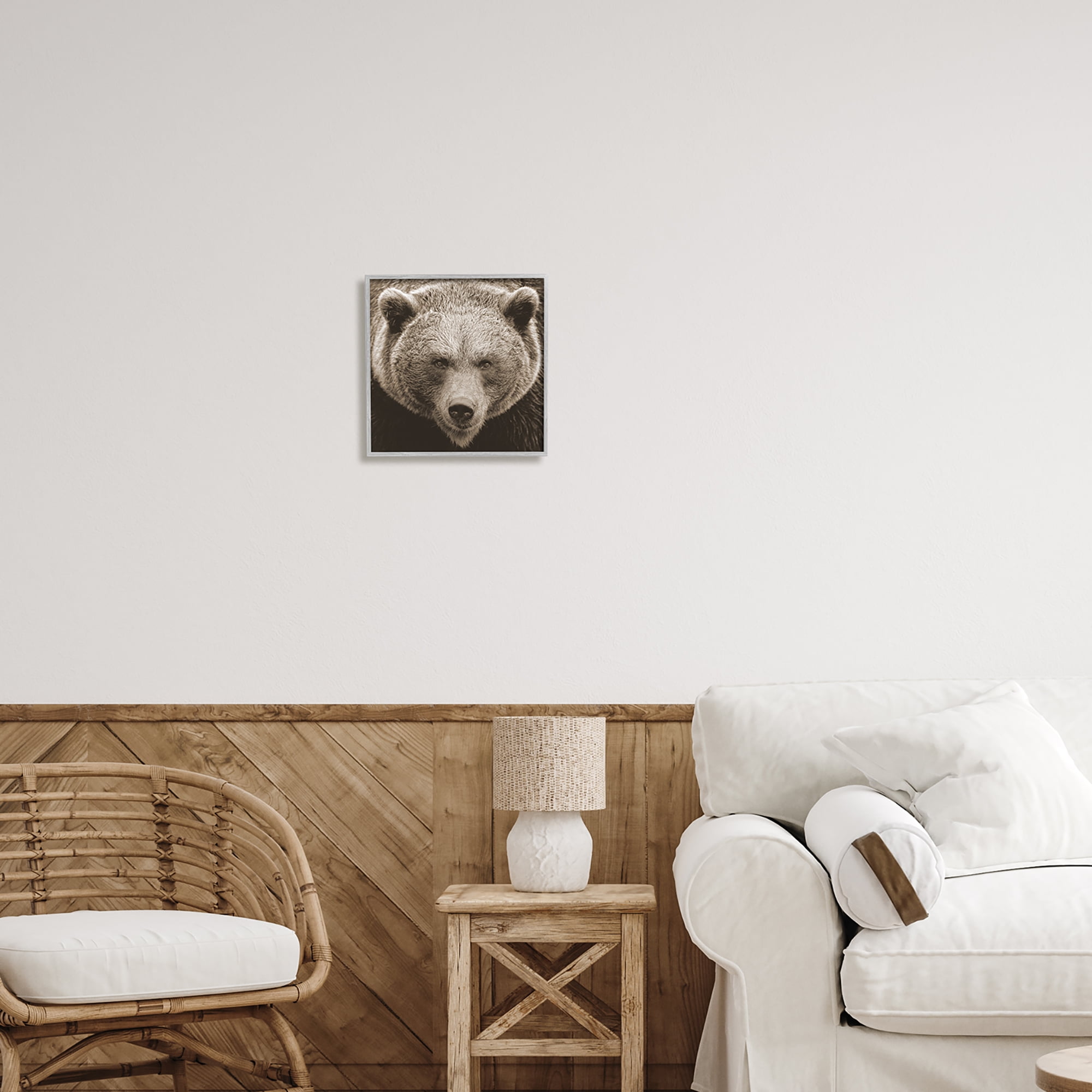 Stupell Industries Brown Bear Wildlife Portrait Animals & Insects Photography Gray Framed Art Print Wall Art