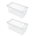 thumbnail image 1 of ZHUYZ 2pcs Carbon Steel Storage Bins with Handles, Deep Freezer Organizer Bins for Refrigerator, Freezer, Cabinet, Kitchen, Countertops, SmallFreezer, Stackable, White, 1 of 11