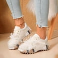 thumbnail image 4 of Pandaie Womens Lace Fashion Sneakers Rhinestone Butterfly Tassel Platform Walking Running Tennis Shoes for Casual Dressy (White,8), 4 of 8