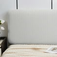 thumbnail image 4 of Headboard Cover Stretch Velvet Knitted Fabric | Universal Fit 1.5m Beds | All-Season Removable Machine Washable Skin-Friendly Fade-Resistant | 1 Piece | 120cm Beige Gray Green Blue, 4 of 7
