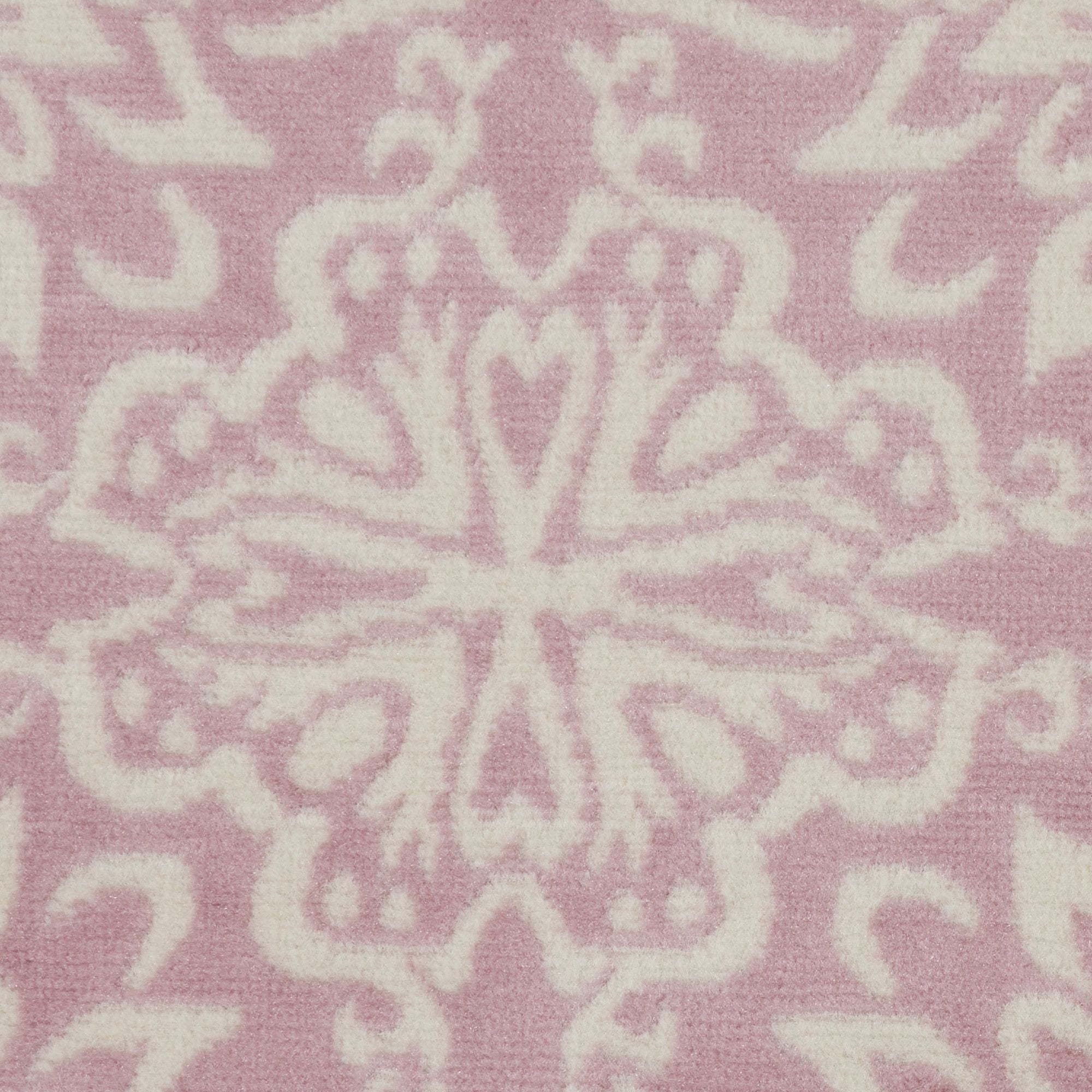 Nourison Jubilant Geometric Floral Ivory/Pink 5'3" x ROUND Area Rug, (5' Round)
