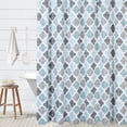 thumbnail image 1 of Geometric Geometric Design Fabric Shower Curtain - 72x72 Inches - Heavy Textured Poly-Cotton, Fungus Resistant, Modern Farmhouse Decor - Water/Gray - Size: 72''*72'' - Color: Light Blue Gray, 1 of 8