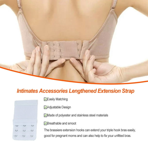 justharion Extension Strap Bra Extenders 3 Rows 3 Hooks Women Accessories  Multicolor Lengthened Back Replacement Intimates Underwear white