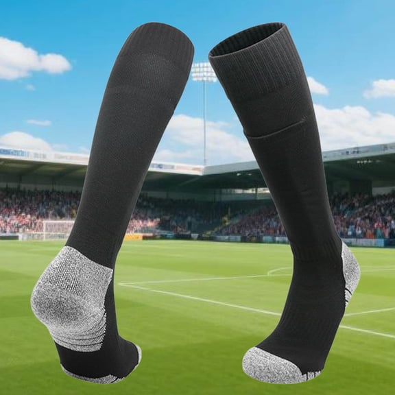 Kids Athletic Soccer Socks, Knee High Socks for Youth Boys Girls Thick Bottom Cushioned Sports Tube Socks Basketball Socks Boy Black 150