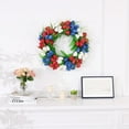 thumbnail image 3 of 20 Inch Tulip Wreath, Hanging Floral Garland, Silk Spring Front Door Wreath for Festivals Celebrations, Welcoming Guests, Home Decor, Wall or Window Decor (Red White Blue), 3 of 14
