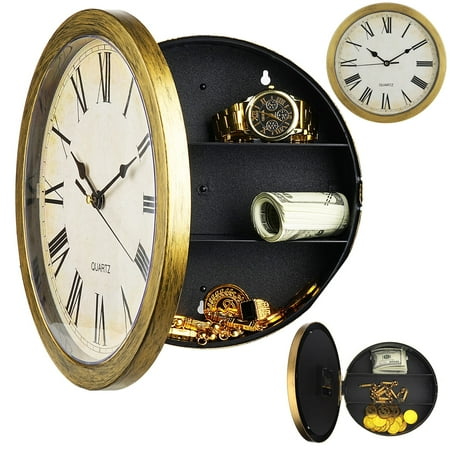Wall Clock Hidden Safe, 10 inch Wall Safe Clock with Hidden Compartments for Home Office Hotel