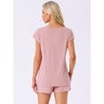 thumbnail image 4 of DARING DIVA 2 Pieces Lounge Knit Tee and Shorts Pajama Set 2XL Pink, 4 of 6