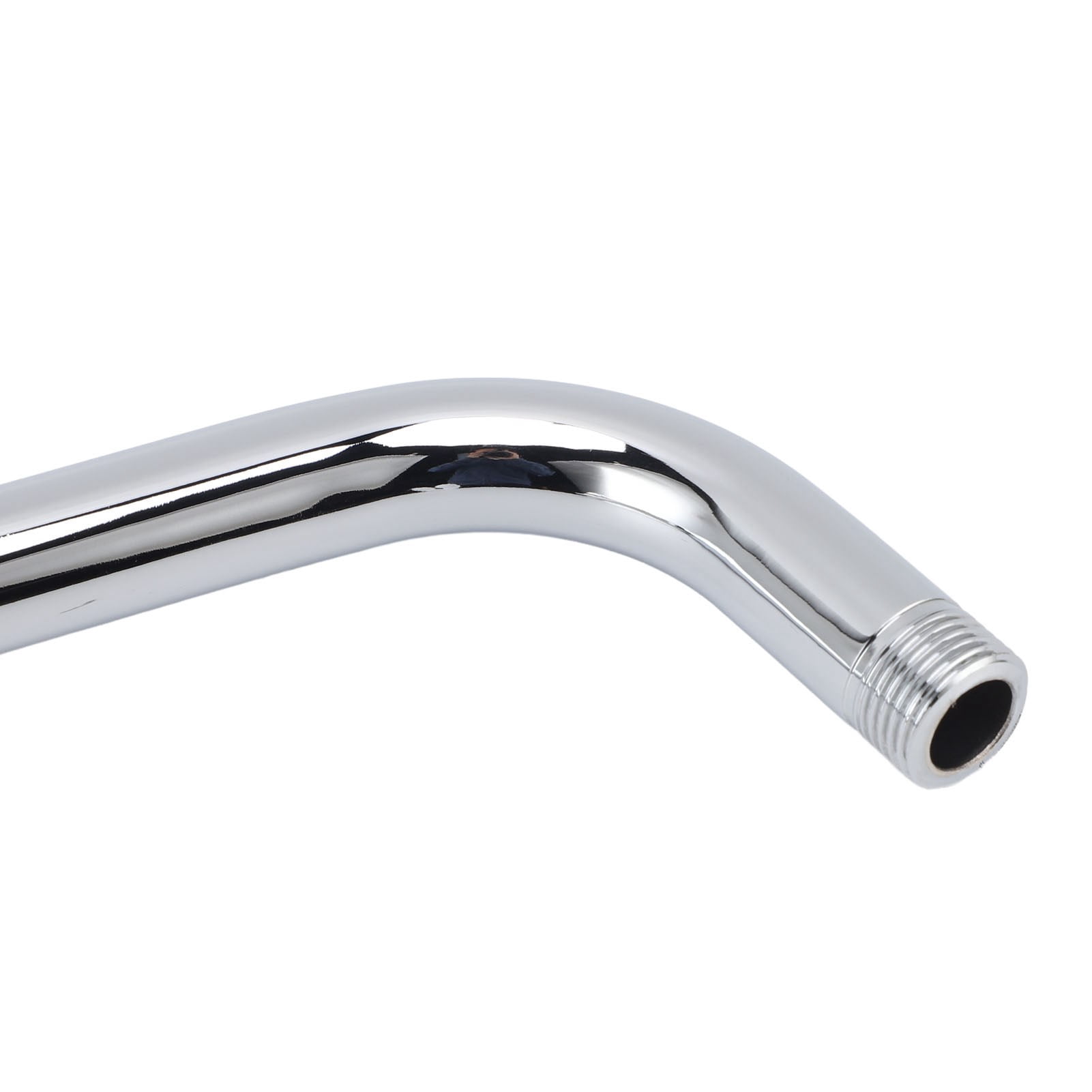 YAHHU S-Shape Shower Arm Stainless Steel Extension Arm with Flange, 17.3 Inches / 44 cm Elevated High-Rise Shower Pipe for Bathroom Rain Showerhead Electroplate Chrome Finish