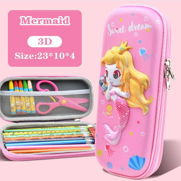 Estuche de lápices escolares Kawaii 3D para niñas, caja de gran capacidad EVA, impermeable, bonitos útiles escolares, artículos de papelería escolar hola suerte unisex