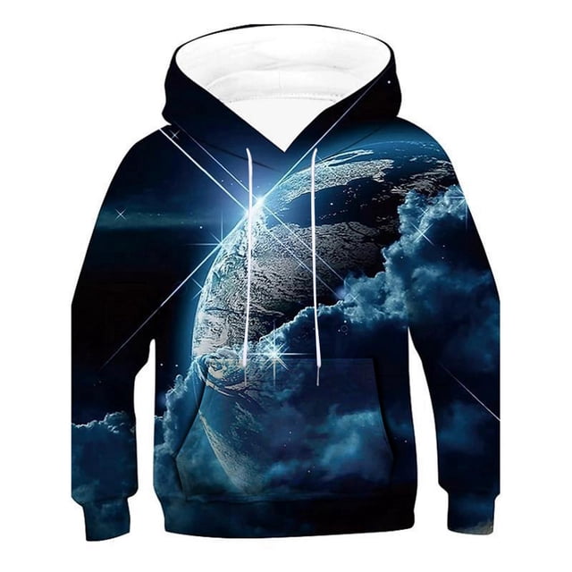 Gibobby Sudaderas con capucha 2 a 12 años Niños Niñas 3D Impreso Moda Pullover Sudaderas Novedad Patrón Sudaderas con capucha(Azul oscuro, 11-12 Años)