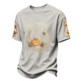 thumbnail image 3 of KLHDSF Mens Casual Halloween Print Top Lightweight Breathable Daily T-Shirt Round Neck Short Sleeve Loungewear Gray XL, 3 of 6