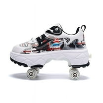 Roller Skates for Women Men, Shoes with Wheels for Girls, Kick Rollers Shoes Retractable for Boys, Adult Parkour Quad Roller Shoes, Inline Skates Children's Outdoor Skates