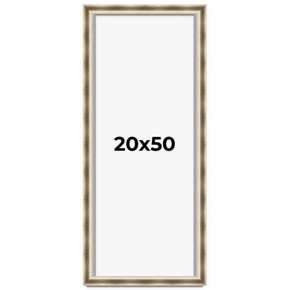 20x50 Shadow Box Frame Silver | 1.75 inches Deep Real Wood Traditional Shadowbox Display Frame | UV