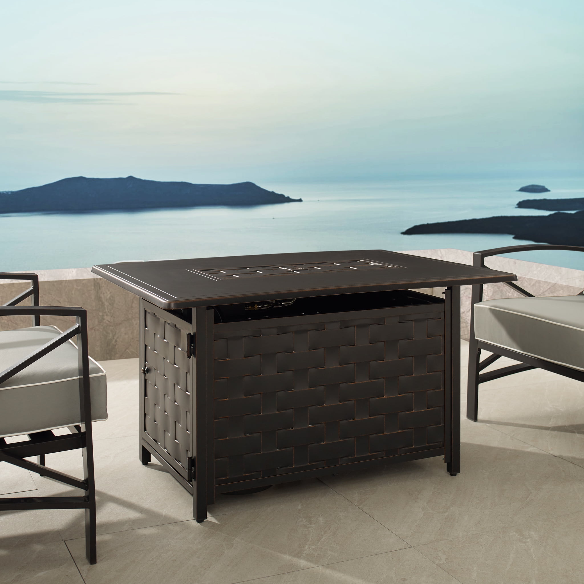 Fire Sense Preston Rectangle Aluminum Propane Fire Pit