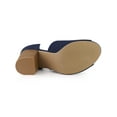 thumbnail image 5 of BLISSFUL STEP Denim Open Toe Chunky Heel Slide Sandals, 5 of 6